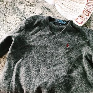 Polo by Ralph Lauren Dark Grey V Neck Sweater